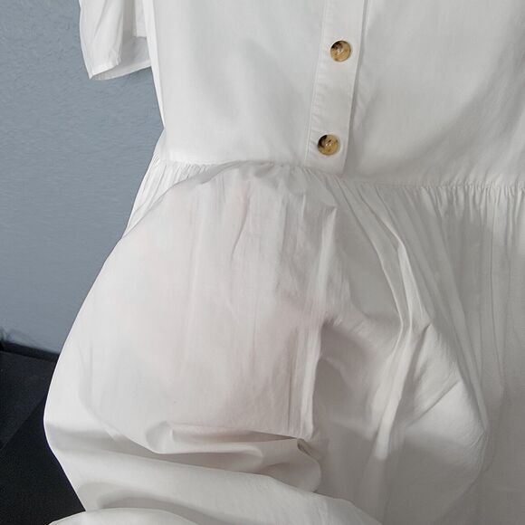 RHODE Dress Size Med White Nisha Puff-Sleeve Cotton Poplin Pockets Unlin… - Picture 12 of 16